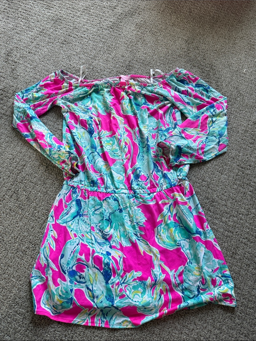 Lilly Pulitzer Lana Off the Shoulder Raz Berry Lobsters in Love Skort Romper XS